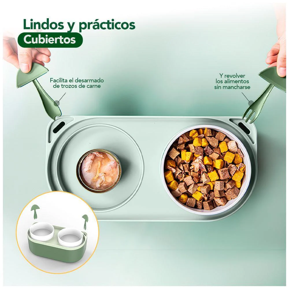 Plato Elevado Doble para Perros Gatos con Base MM3 - Imagen 4
