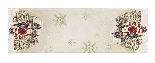 Camino de mesa de tejido jacquard con Papa Noel y ciudad navideña 40×135. VILLAGE - Imagen 4