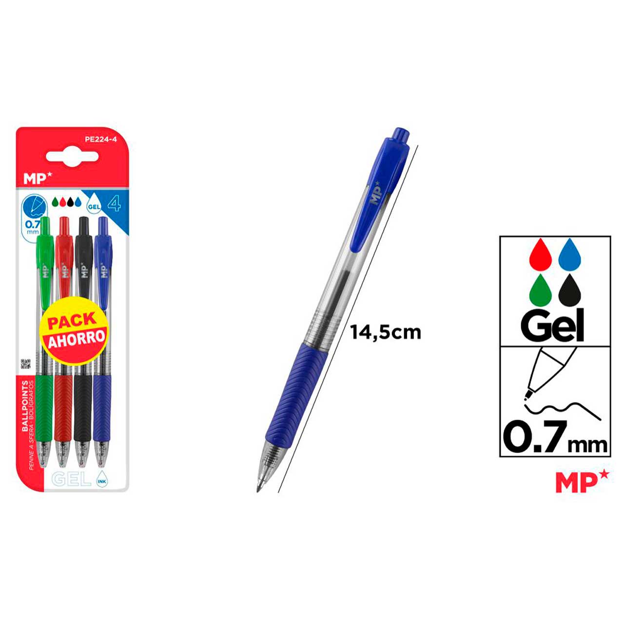 Bolígrafos gel pack de ahorro 4uds