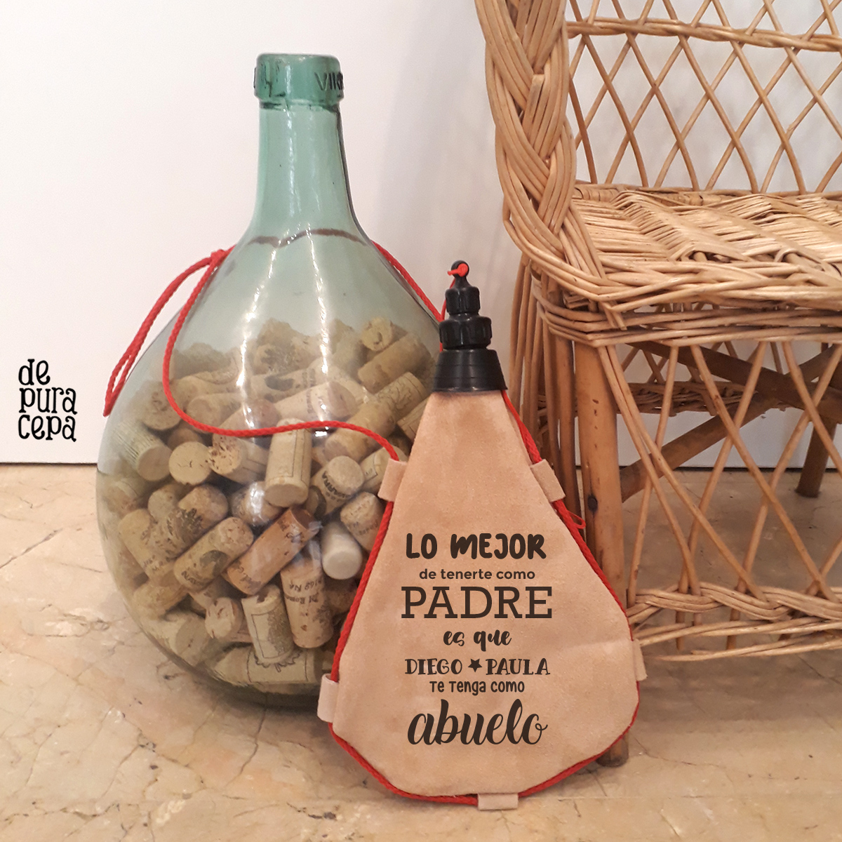 Bota vino personalizada con frase