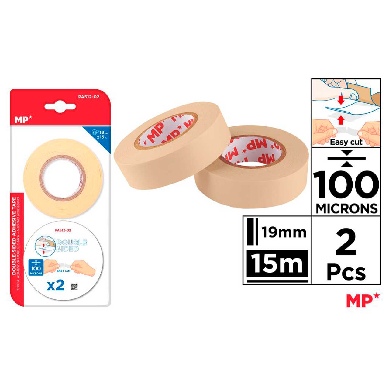 Cinta Adhesiva Doble Cara 100 micras 15 m