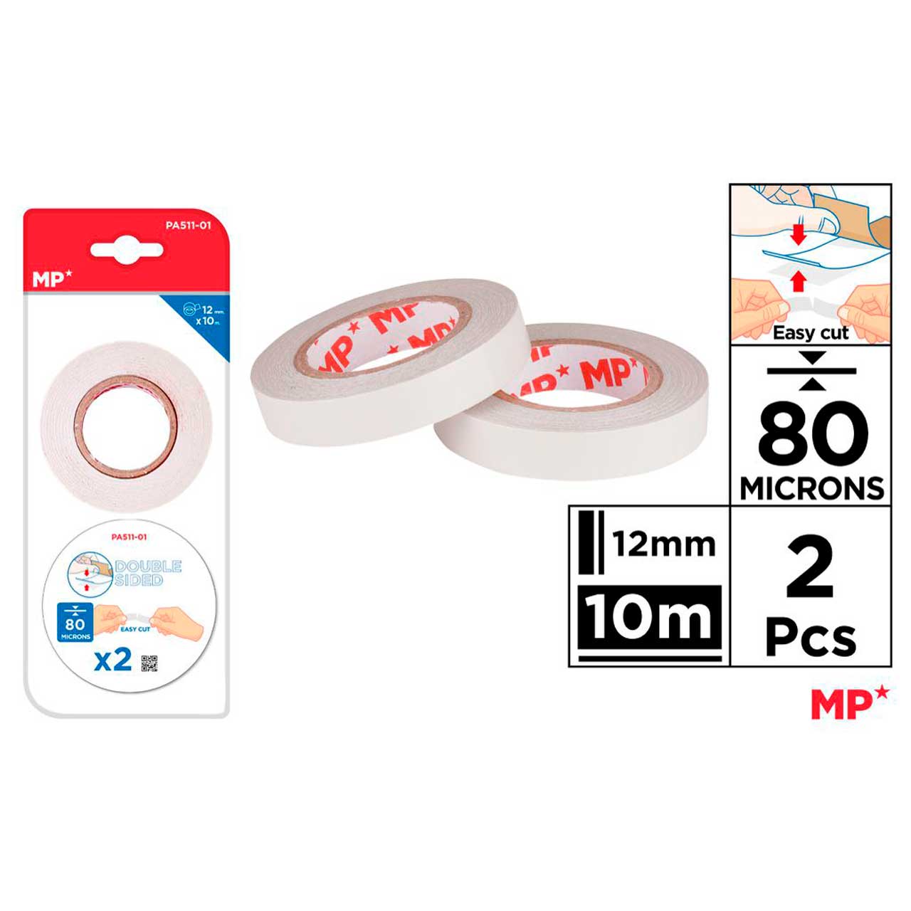 Cinta Adhesiva Doble Cara 80 micras 12 m