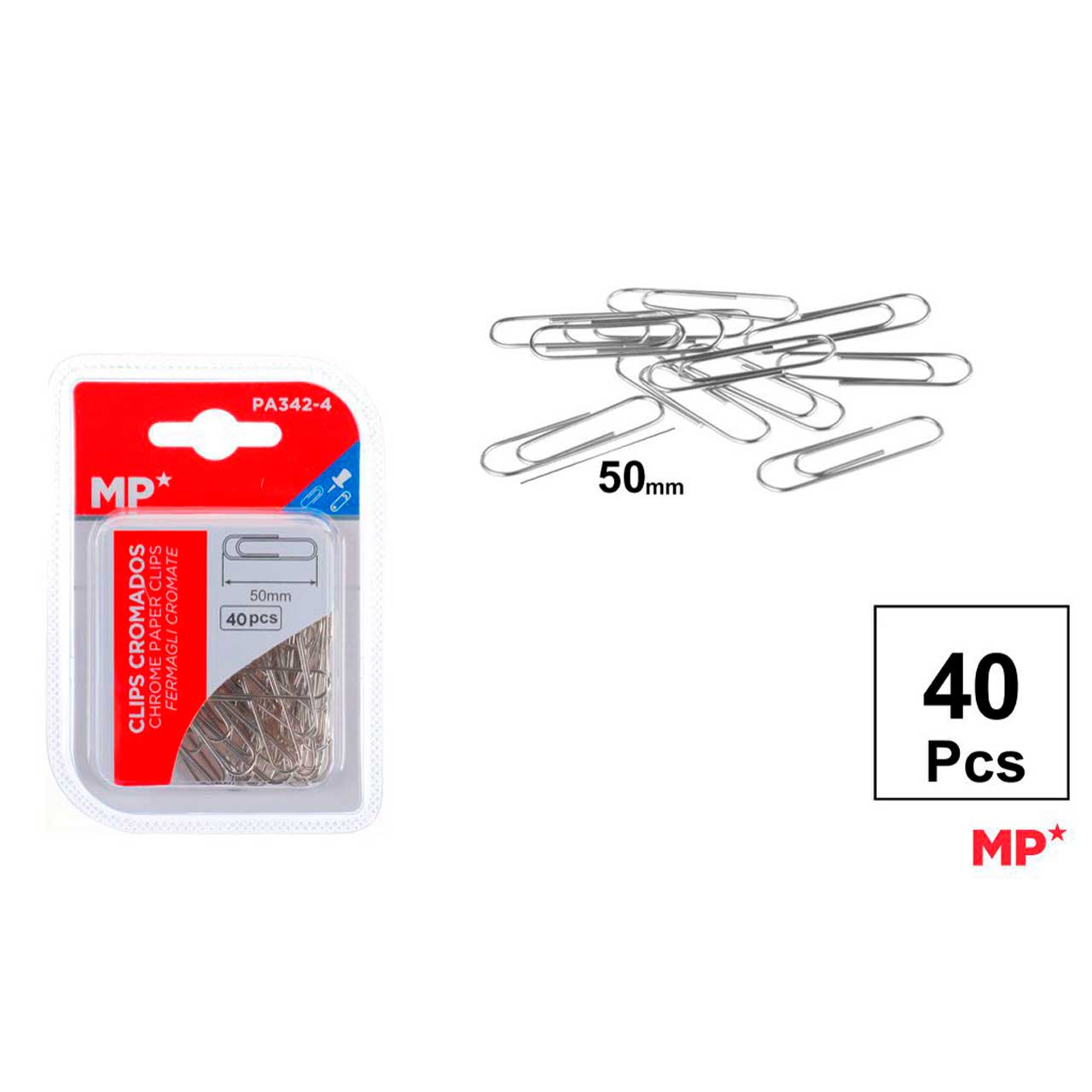 Clips Cromados 50mm 40pcs