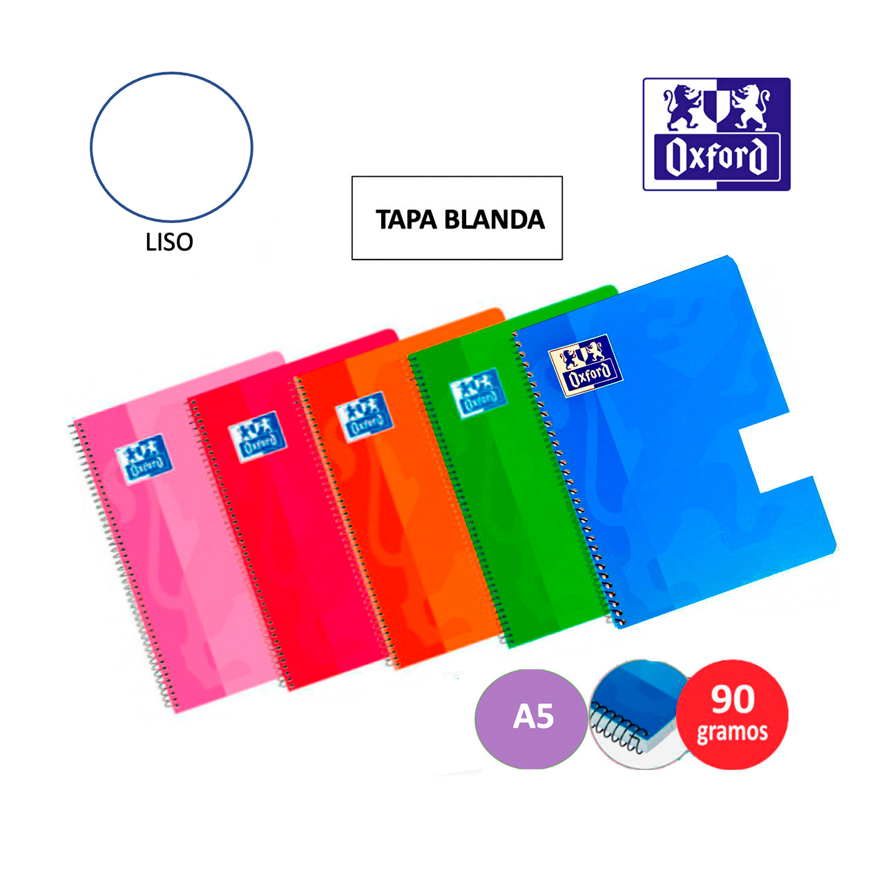 Cuaderno Classic liso con tapa blanda A5 Oxford colores surtidos