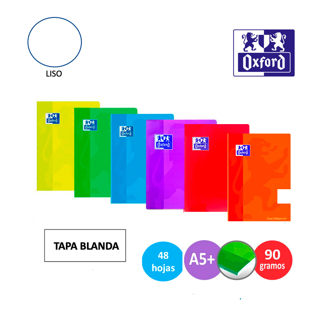 Libreta grapada Classic con tapa blanda A5+liso Oxford colores surtidos
